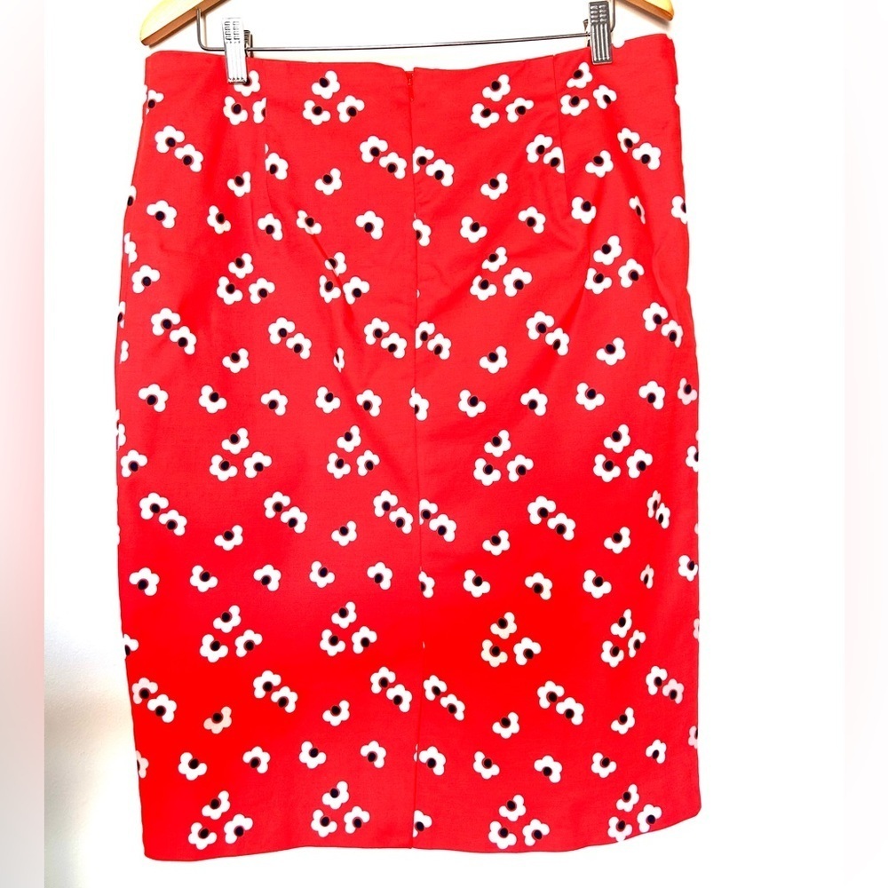 Boden Red Pencil Skirt with White Patterns - Picture 4 of 15